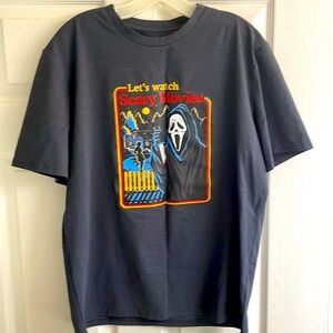 2/$20 “Let’s Watch Scary Movies” T-Shirt, Blue-Gray Color, Youth Large NWOT